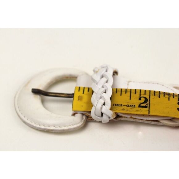Turkey BRAIDED WHITE GENUINE LEATHER 1 3/4"Wd DRESS CASUAL BELT Size M (F78 - Picture 8 of 11